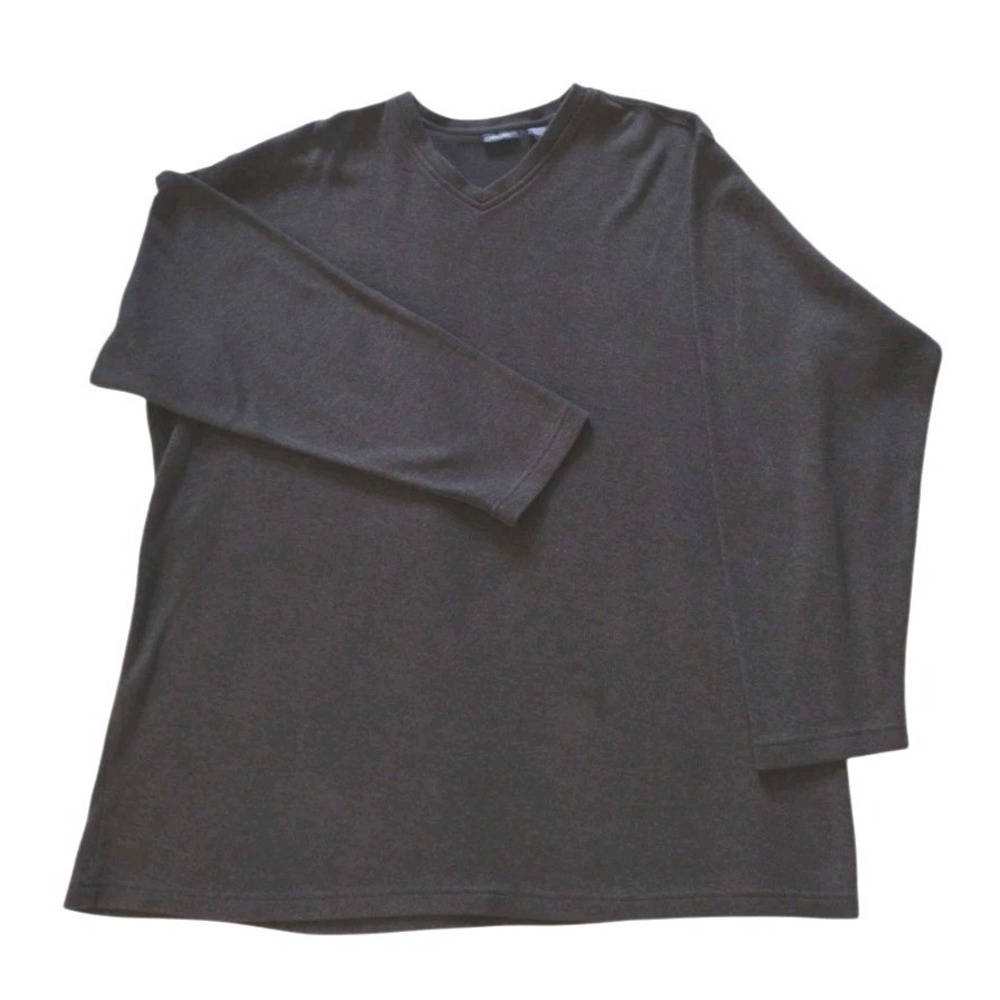 Cherokee Sweater Man's XXL Dark Gray V Neck Oversized Thigh Knit‎ Relaxed Fit
